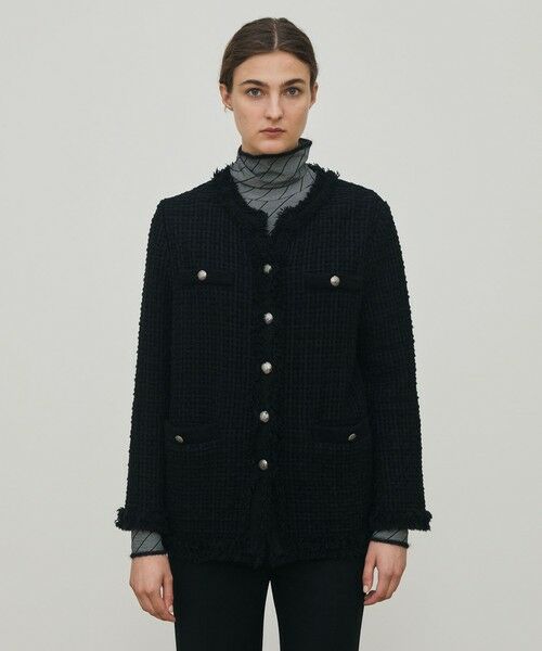 TOMORROWLAND / トゥモローランド ノーカラージャケット | ツイードフリンジ 4ポケットジャケット | 詳細2