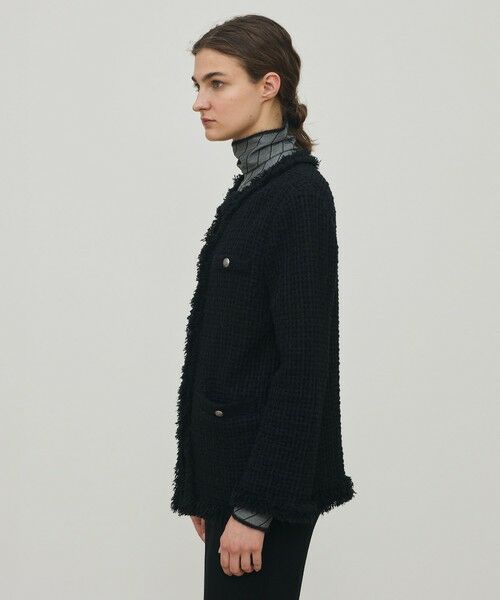 TOMORROWLAND / トゥモローランド ノーカラージャケット | ツイードフリンジ 4ポケットジャケット | 詳細3