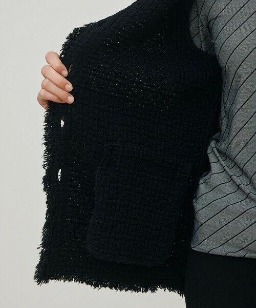 TOMORROWLAND / トゥモローランド ノーカラージャケット | ツイードフリンジ 4ポケットジャケット | 詳細5