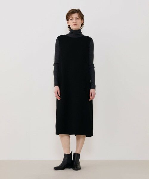 TOMORROWLAND / トゥモローランド ミニ丈・ひざ丈ワンピース | ウールダブルクレープ バックボタンワンピース | 詳細1