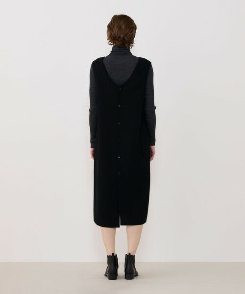 TOMORROWLAND / トゥモローランド ミニ丈・ひざ丈ワンピース | ウールダブルクレープ バックボタンワンピース | 詳細3