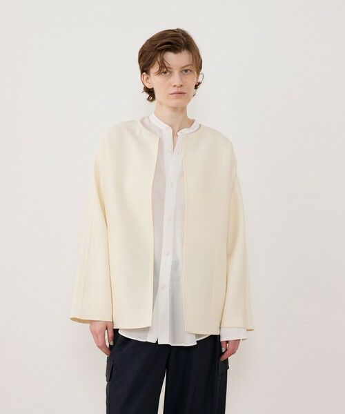 TOMORROWLAND / トゥモローランド ノーカラージャケット | ウールシルクダブルクロス ドルマンスリーブジャケット | 詳細2