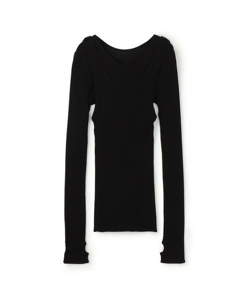 TOMORROWLAND / トゥモローランド カットソー(半袖以外) | HAKUJI ウールリブ レイヤードクルーネックプルオーバー(19 ブラック)