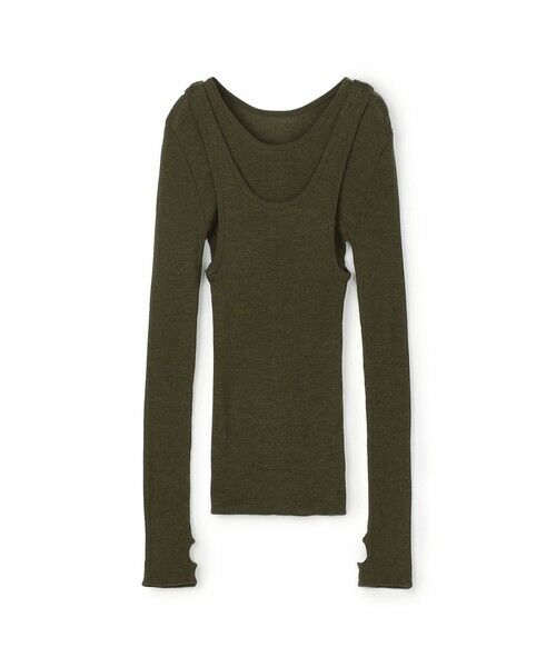 TOMORROWLAND / トゥモローランド カットソー(半袖以外) | HAKUJI ウールリブ レイヤードクルーネックプルオーバー(59 ダークグリーン)