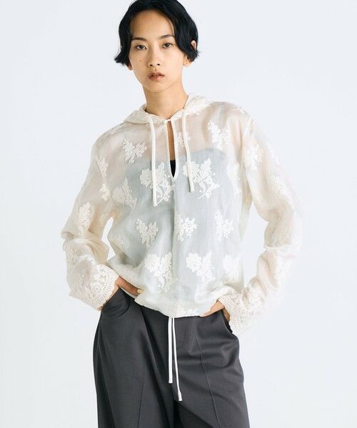 TOMORROWLAND / トゥモローランド シャツ・ブラウス | シアーエンブロイダリー フーデットブラウス | 詳細2