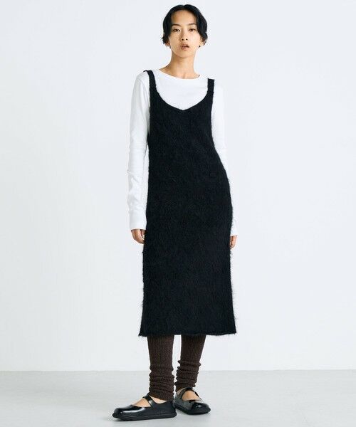 TOMORROWLAND / トゥモローランド ミニ丈・ひざ丈ワンピース | アルパカシャギーワンピース | 詳細1