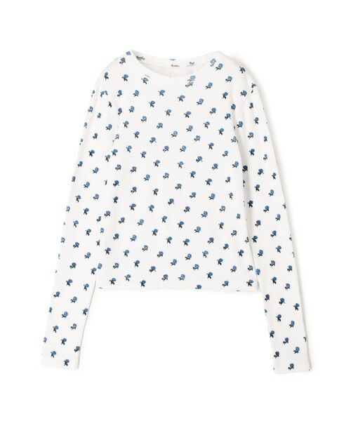 TOMORROWLAND/トゥモローランド コットンモダールフライス フラワープリント ロングスリーブトップス 12 ホワイト系 34(7号)