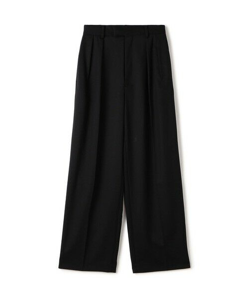 TOMORROWLAND/トゥモローランド Super160's ウールツイル 2タックワイドスラックス 19 ブラック 34(7号)