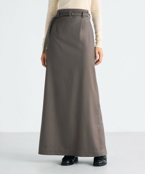TOMORROWLAND / トゥモローランド ロング・マキシ丈スカート | Super160's ウールツイル Iラインスカート | 詳細2