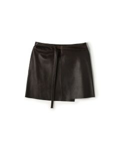 TOMORROWLAND / トゥモローランド ミニ・ひざ丈スカート | クラッシュレザー ラップミニスカート