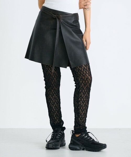 TOMORROWLAND / トゥモローランド ミニ・ひざ丈スカート | クラッシュレザー ラップミニスカート | 詳細2