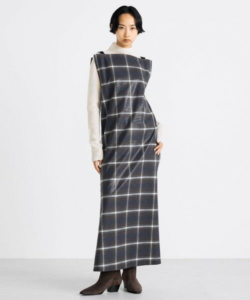 TOMORROWLAND / トゥモローランド ロング・マキシ丈ワンピース | 箔コーティングチェック  ロングワンピース | 詳細1