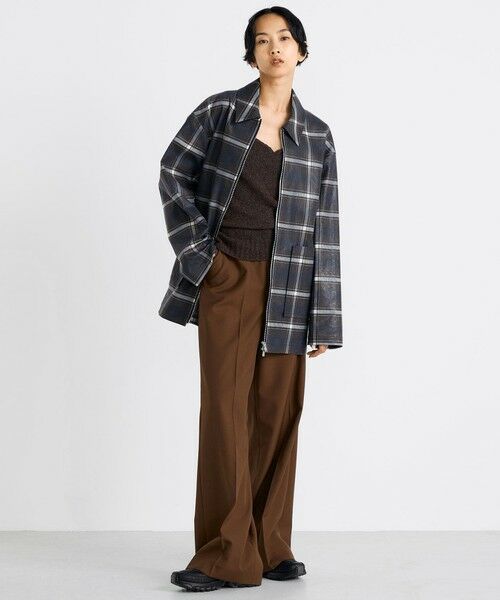 TOMORROWLAND / トゥモローランド ブルゾン | 箔コーティングチェック ジップブルゾン | 詳細1