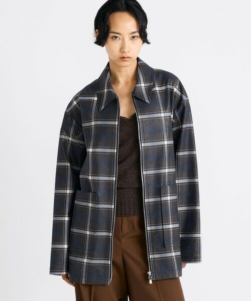 TOMORROWLAND / トゥモローランド ブルゾン | 箔コーティングチェック ジップブルゾン | 詳細2