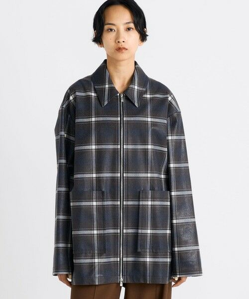 TOMORROWLAND / トゥモローランド ブルゾン | 箔コーティングチェック ジップブルゾン | 詳細3