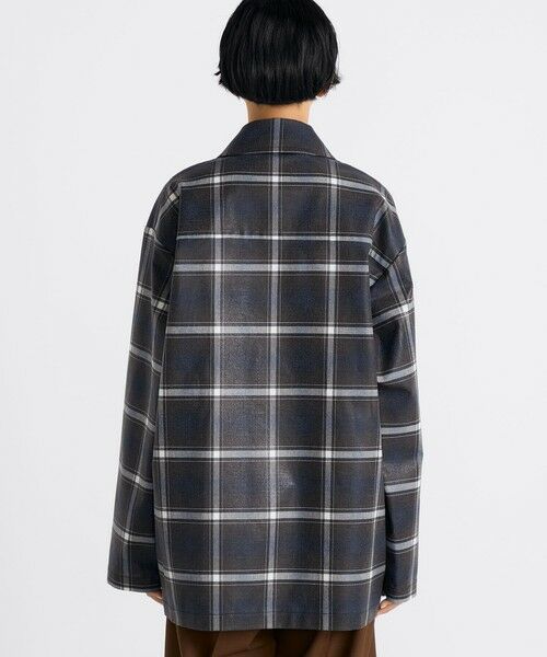 TOMORROWLAND / トゥモローランド ブルゾン | 箔コーティングチェック ジップブルゾン | 詳細5