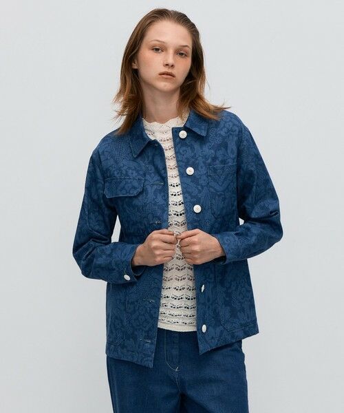 TOMORROWLAND / トゥモローランド ブルゾン | ブルーデニムプリント ワークジャケット | 詳細3