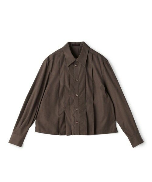 TOMORROWLAND/トゥモローランド コットンシルクタイプライター ランダムダックシャツ 47 ブラウン F TOMORROWLAND/トゥモローランド コットンシルクタイプライター ランダムダックシャツ 47 ブラウン F