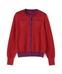 美品 トゥモローランド 定番 CABaN 大人気 カーディガン ニット レッド CABaN コットンカシミヤ ポケットクルーネックカーディガン