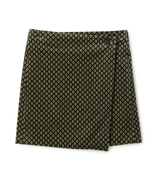 TOMORROWLAND/トゥモローランド コットンベルベット ジオメトリックプリントミニスカート 58 カーキ系 F