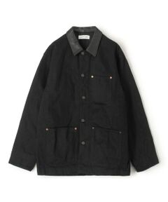 TOMORROWLAND / トゥモローランド Gジャン・デニムジャケット | ブラックデニム レザーカラーカバーオール