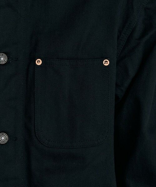 LA PEAU DE GEM /ブラックデニムカバーオール ブラックデニム レザーカラーカバーオール （Gジャン・デニム