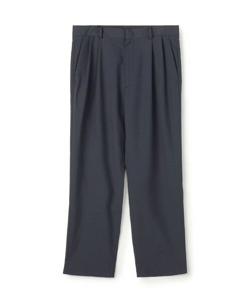 TOMORROWLAND/トゥモローランド ウールタイプライター サイドライン2タックパンツ 69 ネイビー M