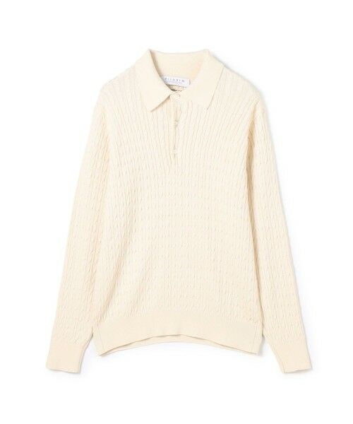 TOMORROWLAND / トゥモローランド ニット・セーター | コットンシルク ポロカラー ケーブルニット(13 オフホワイト)