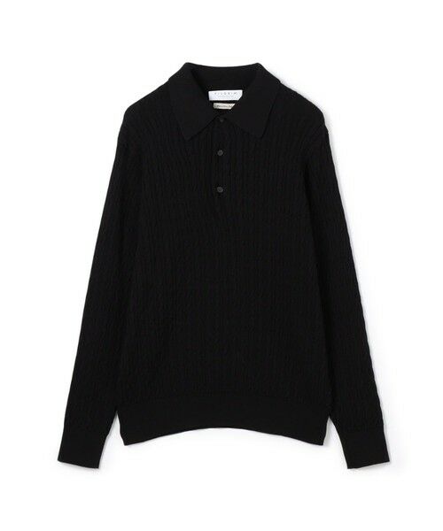 TOMORROWLAND/トゥモローランド コットンシルク ポロカラー ケーブルニット 19 ブラック S