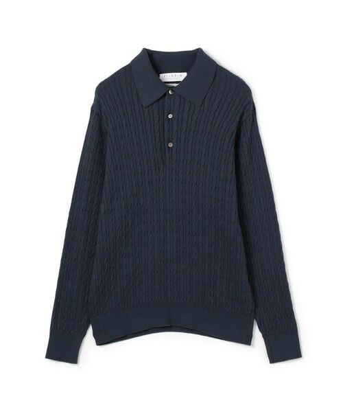 TOMORROWLAND/トゥモローランド コットンシルク ポロカラー ケーブルニット 65 ブルー L TOMORROWLAND/トゥモローランド コットンシルク ポロカラー ケーブルニット 65 ブルー L