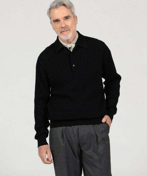 TOMORROWLAND / トゥモローランド ニット・セーター | コットンシルク ポロカラー ケーブルニット | 詳細1