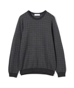TOMORROWLAND / トゥモローランド ニット・セーター | ウールシルクカシミヤ ジオメトリック柄 クルーネックプルオーバーニット
