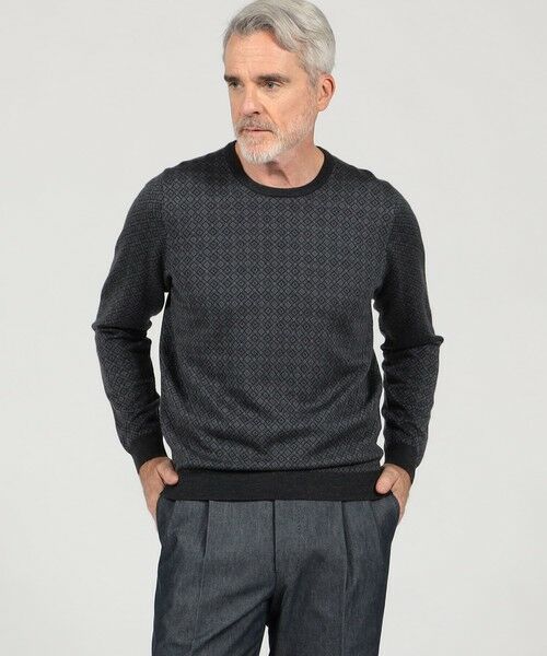 TOMORROWLAND / トゥモローランド ニット・セーター | ウールシルクカシミヤ ジオメトリック柄 クルーネックプルオーバーニット | 詳細1