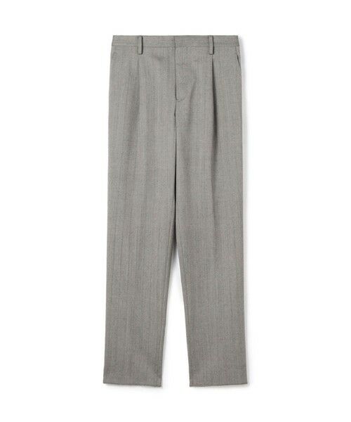 TOMORROWLAND/トゥモローランド ウールヘリンボーン 1プリーツスラックス 18 グレー系 48