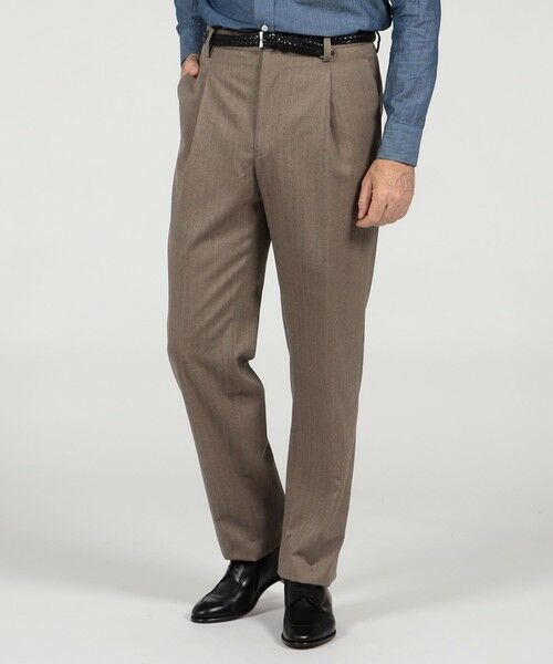 TOMORROWLAND / トゥモローランド スラックス・ドレスパンツ | ウールヘリンボーン 1プリーツスラックス | 詳細1