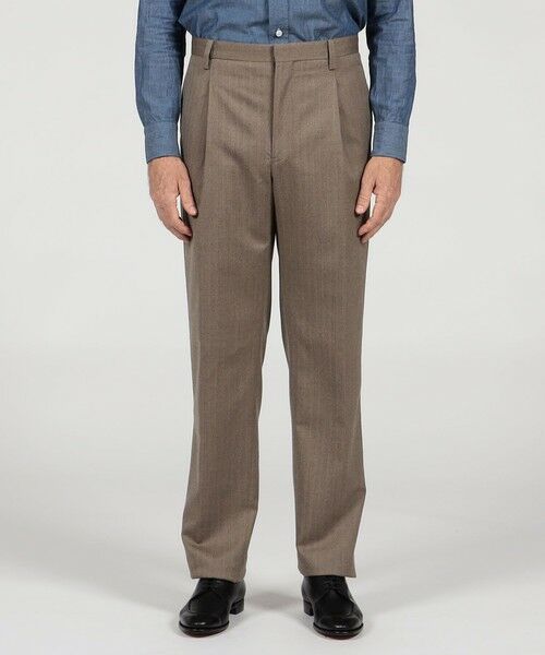 TOMORROWLAND / トゥモローランド スラックス・ドレスパンツ | ウールヘリンボーン 1プリーツスラックス | 詳細2