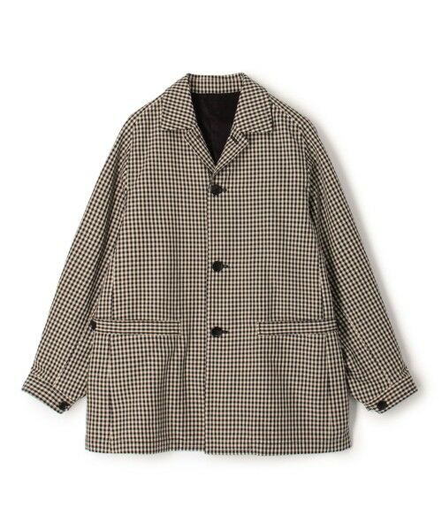 TOMORROWLAND/トゥモローランド シルクカシミア ギンガムチェック シングルブレステッド ショートコート 44 ベージュ系 48