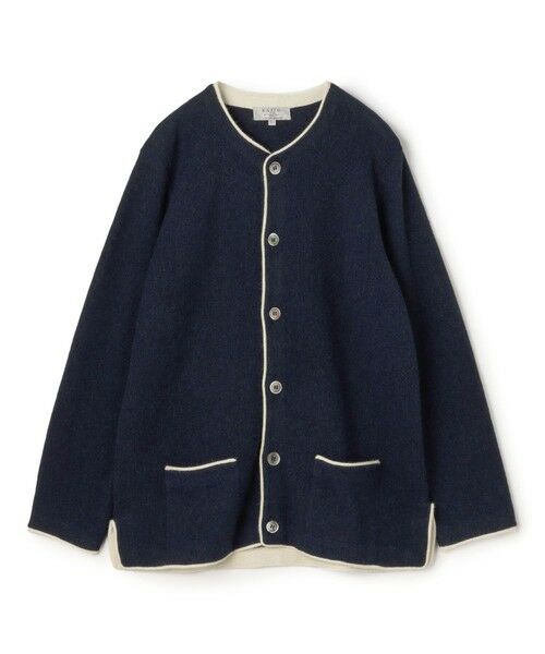 TOMORROWLAND / トゥモローランド カーディガン・ボレロ | 【別注】Raffa Molina パイピング クルーネック ニットカーディガン(68 ネイビー)