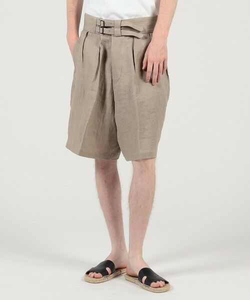 TOMORROWLAND / トゥモローランド ショート・ハーフ・半端丈パンツ | HAVERSACK ATTIRE リネンダブルバックル ショートパンツ | 詳細1