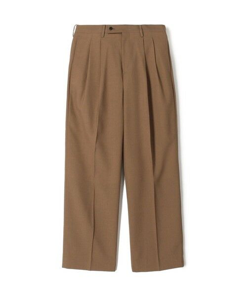 SUPER120'Sウール 2プリーツ ワイドストレート バレルパンツ