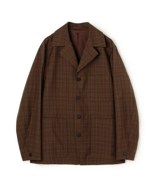TOMORROWLAND/トゥモローランド SUPER120'Sウール シングルブレステッド 4Bバルカラージャケット 48 ブラウンチェック S