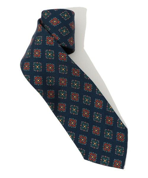 TOMORROWLAND / トゥモローランド ネクタイ | TOMORROWLAND MADE IN ITALY シルクプリント 小紋柄ネクタイ(68 ネイビー系)