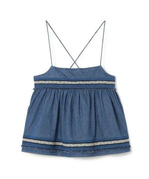TOMORROWLAND / トゥモローランド キャミソール・チューブトップ | ラインエンブロイダリー ペプラムキャミソール（64 ブルー系）