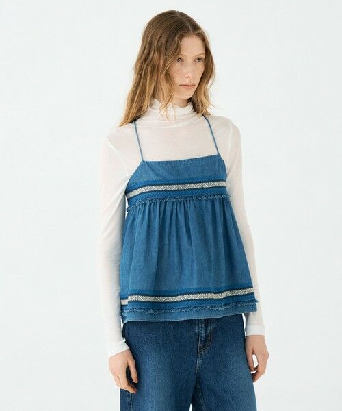 TOMORROWLAND / トゥモローランド キャミソール・チューブトップ | ラインエンブロイダリー ペプラムキャミソール | 詳細2