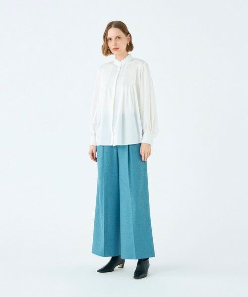 TOMORROWLAND / トゥモローランド シャツ・ブラウス | コットンシルクサテン ピンタックフリルブラウス | 詳細1