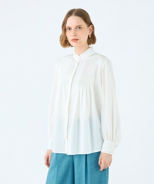 TOMORROWLAND / トゥモローランド シャツ・ブラウス | コットンシルクサテン ピンタックフリルブラウス | 詳細2