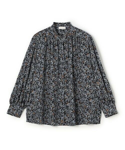 TOMORROWLAND/トゥモローランド ブローフラワープリント フリルブラウス 16 グレー系 36(9号)