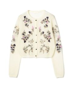 TOMORROWLAND / トゥモローランド カーディガン・ボレロ | モヘヤナイロンエンブロイダリー ショートカーディガン