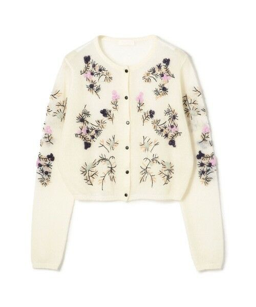TOMORROWLAND/トゥモローランド モヘヤナイロンエンブロイダリー ショートカーディガン 11 ホワイト S(9号)