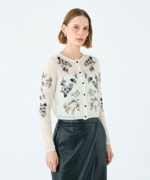 TOMORROWLAND / トゥモローランド カーディガン・ボレロ | モヘヤナイロンエンブロイダリー ショートカーディガン | 詳細2